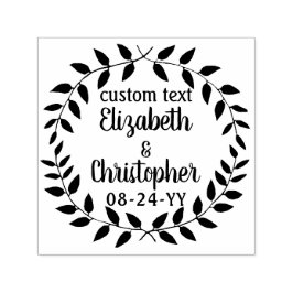 Carimbo Auto Entintado Coroa de Louro Rústica Roteiro Simples de Casament