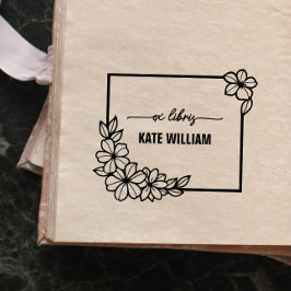 Carimbo Auto Entintado Coroa Floral Ex libris personalizado