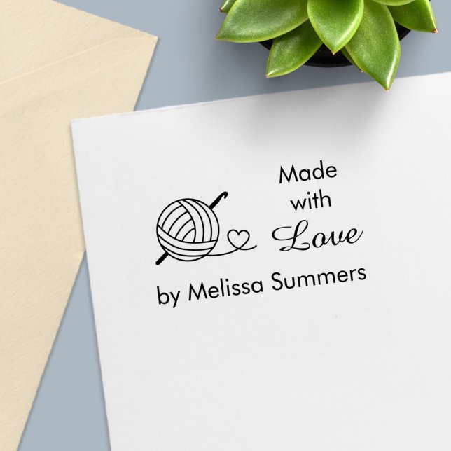 Carimbo Auto Entintado Cortar Fios Crocheting Feitos com Amor 1 (Criador carregado)