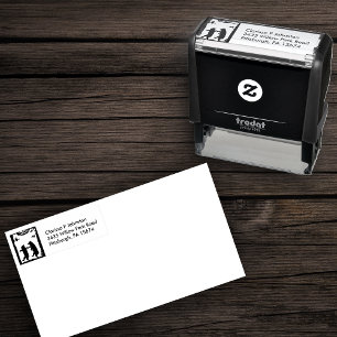 Carimbo Auto Entintado Coruja de dança de dois ursos na silhueta do pret