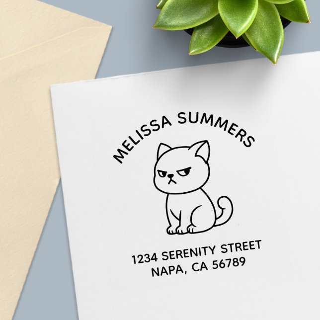 Carimbo Auto Entintado Cranky Moody Cat Arch Address (Criador carregado)