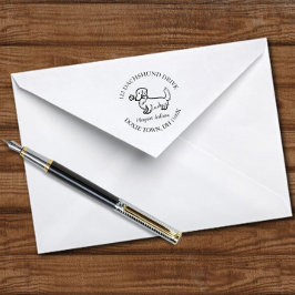 Carimbo Auto Entintado Cream Long Dachshund Cartoon Return Endereço