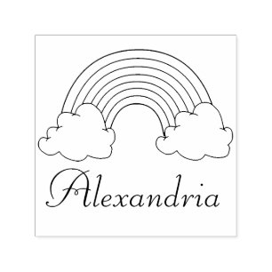 Carimbo Auto Entintado Crianças Arco-Íris com Nuvens Personalizadas Bonit