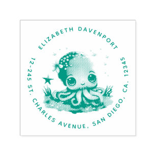 Carimbo Auto Entintado Criatura do Mar de Octopus Cute