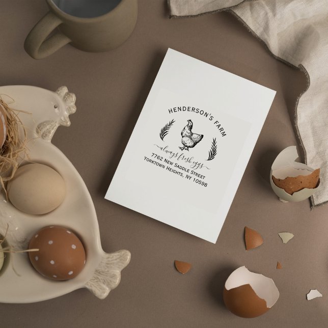 Carimbo Auto Entintado Crie seu endereço de devolução de Fazenda de ovos  (Criador carregado)