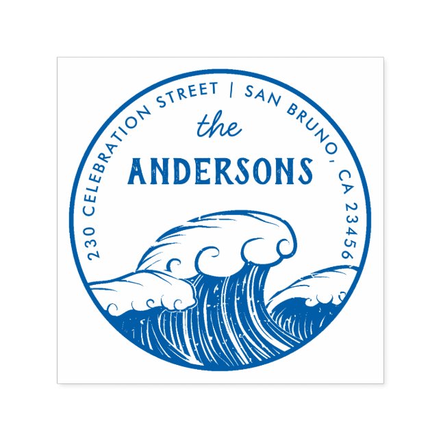 Carimbo Auto Entintado Crie seu próprio endereço de devolução de ondas pe (Design)