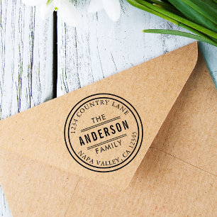 Carimbo Auto Entintado Crie seu próprio endereço de devolução em círculo