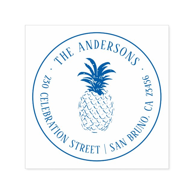 Carimbo Auto Entintado Crie Seu Próprio Endereço De Retorno De Abacaxi Pe (Design)