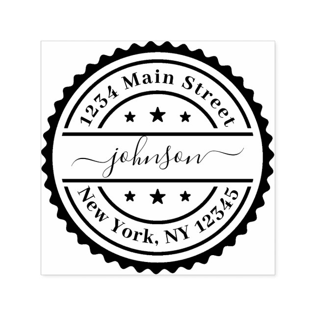 Carimbo Auto Entintado Crie seu próprio endereço de retorno redondo moder (Design)