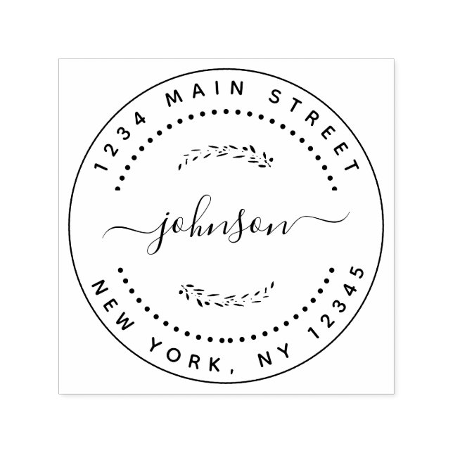 Carimbo Auto Entintado Crie seu próprio endereço de retorno redondo moder (Design)