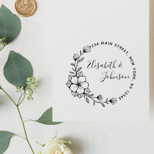 Carimbo Auto Entintado Crie seu próprio endereço de retorno redondo moder