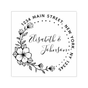 Carimbo Auto Entintado Crie seu próprio endereço de retorno redondo moder