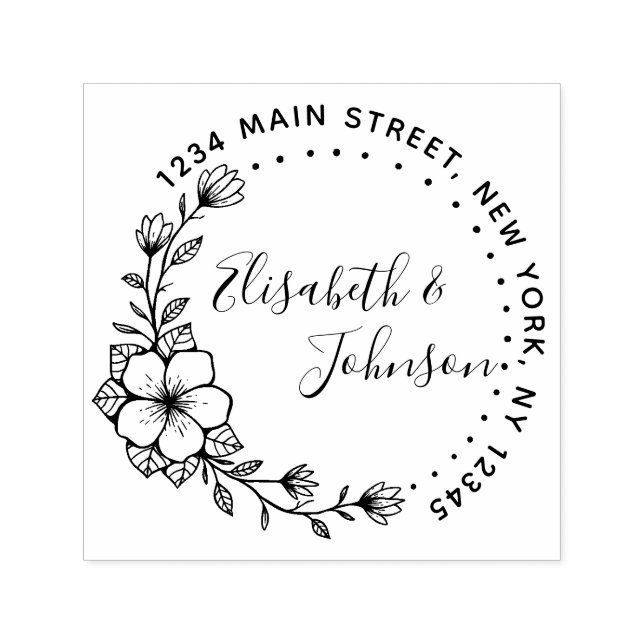 Carimbo Auto Entintado Crie seu próprio endereço de retorno redondo moder (Design)