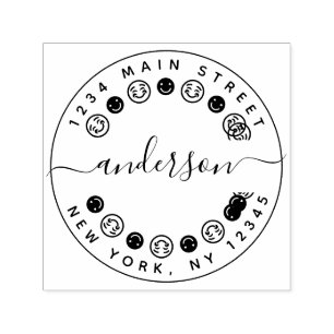 Carimbo Auto Entintado Crie seu próprio ícone de sorriso Voltar ao endere