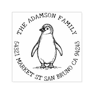 Carimbo Auto Entintado Crie seu próprio nome da família de pinguins Ender