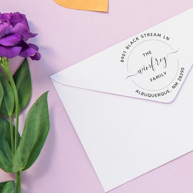 Carimbo Auto Entintado Crie seu próprio nome da família Round Endereço de (Criador carregado)