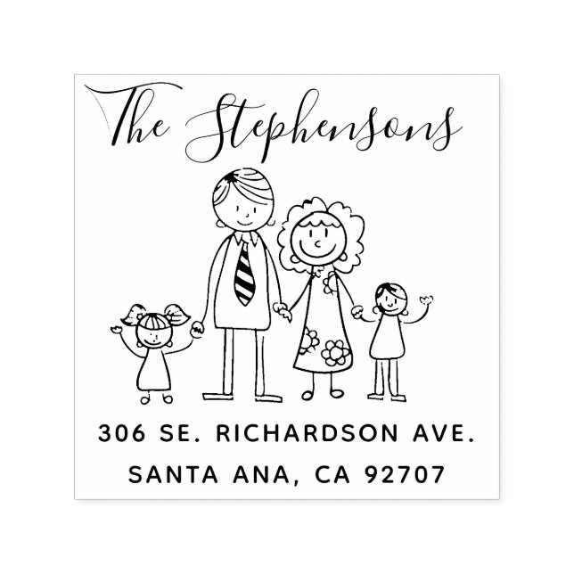 Carimbo Auto Entintado Crie seu próprio nome de família simples desenhado (Design)