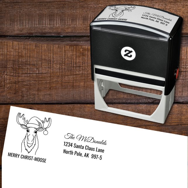 Carimbo Auto Entintado Cristo de feliz - Alça com o endereço de devolução (Criador carregado)