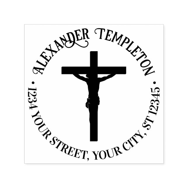 Carimbo Auto Entintado Crucificação Simples Nome Cruzado Endereço de Devo (Design)