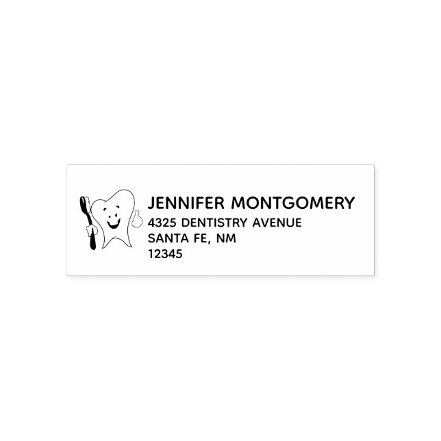 Carimbo Auto Entintado Cuidado Dental Feliz Dente com Escova de Dentes (Design)