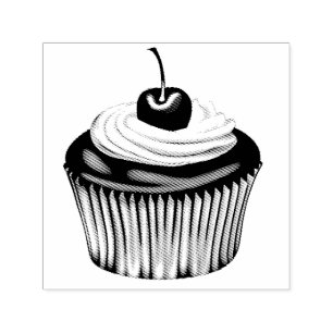 Carimbo Auto Entintado Cupcake com Creme chicoteado e Cereja no Topo