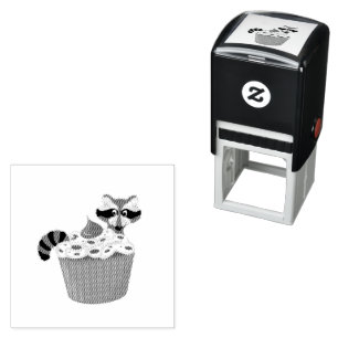 Carimbo Auto Entintado Cupcake de chip de chocolate e guaxinim