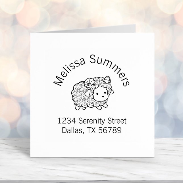 Carimbo Auto Entintado Curly Casaco Little Sheep Ram Arch Address (Criador carregado)