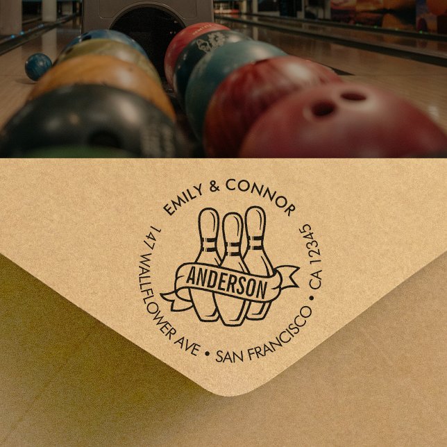 Carimbo Auto Entintado Custom Bowling Family Names Return Address (Criador carregado)