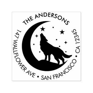 Carimbo Auto Entintado Custom Family Name Wolf Moon Return Address