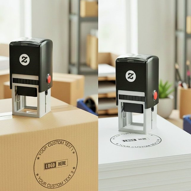 Carimbo Auto Entintado Custom Modern Round Business Logo & Text Seal (custom logo stamp for packaging, self inking round business seal, small business branding tools, )