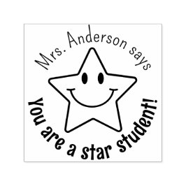 Carimbo Auto Entintado Custom Smile Face Star Classroom Reward