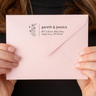 Carimbo Auto Entintado Custom Wildflower Bouquet Return Address 