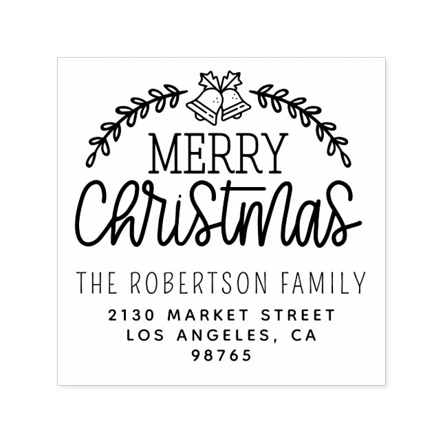 Carimbo Auto Entintado Cute Belt Nome da família natalina Endereço de dev (Design)