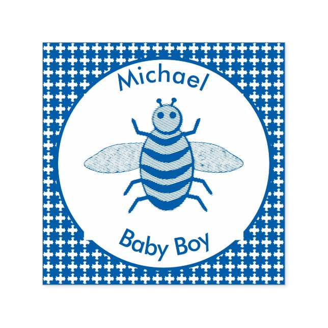 Carimbo Auto Entintado Cute Blue Baby Boy Personalizado (Design)
