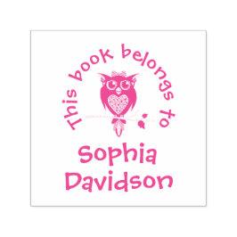 Carimbo Auto Entintado Cute owbook name garotinha biblioteca