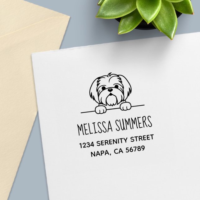 Carimbo Auto Entintado Cute Small Dog Shih Tzu Endereço (Criador carregado)