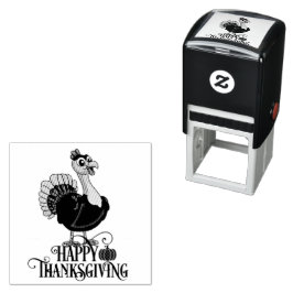 Carimbo Auto Entintado Cute Thanksgiving Turkey