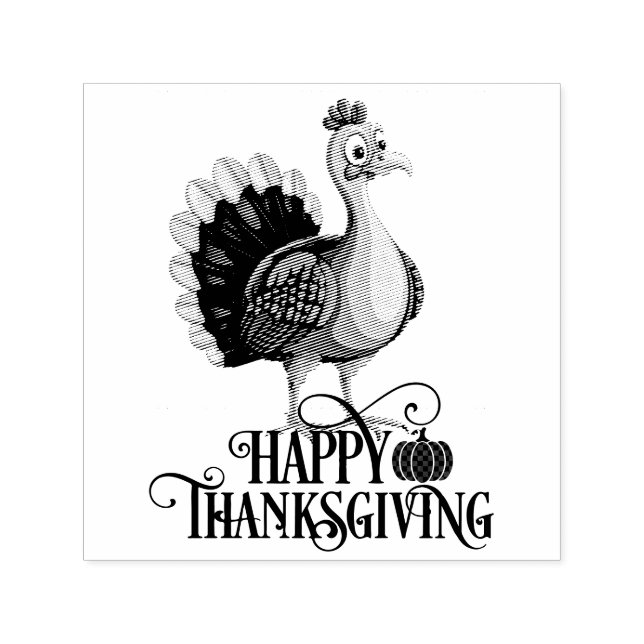 Carimbo Auto Entintado Cute Thanksgiving Turkey (Design)