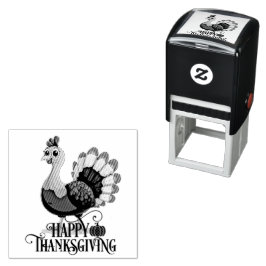 Carimbo Auto Entintado Cute Thanksgiving Turkey