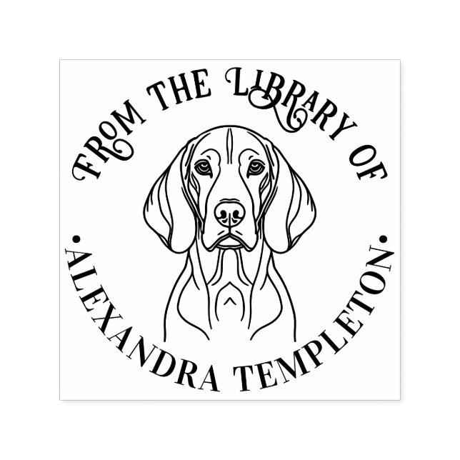 Carimbo Auto Entintado Cute Vizsla Dog Head Library Name (Design)