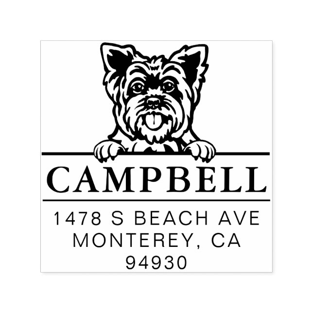 Carimbo Auto Entintado Cute Yorkshire Custom Dog Address Stamp (Design)