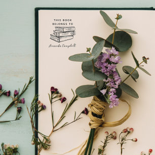 Carimbo Auto Entintado Da Biblioteca Da Vintage Da Livraria Personalizada