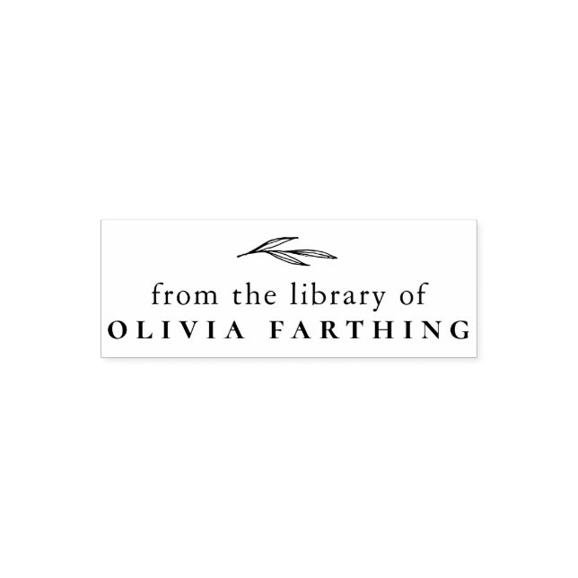 Carimbo Auto Entintado Da Biblioteca De | Botânica Simples e Elegante (Design)