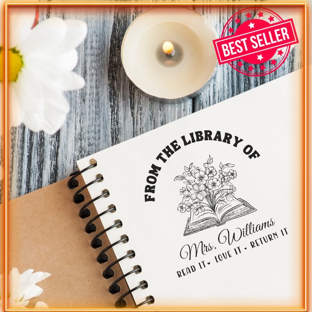 Carimbo Auto Entintado Da Biblioteca De | Flores Selvagens — Livro de col (Criador carregado)