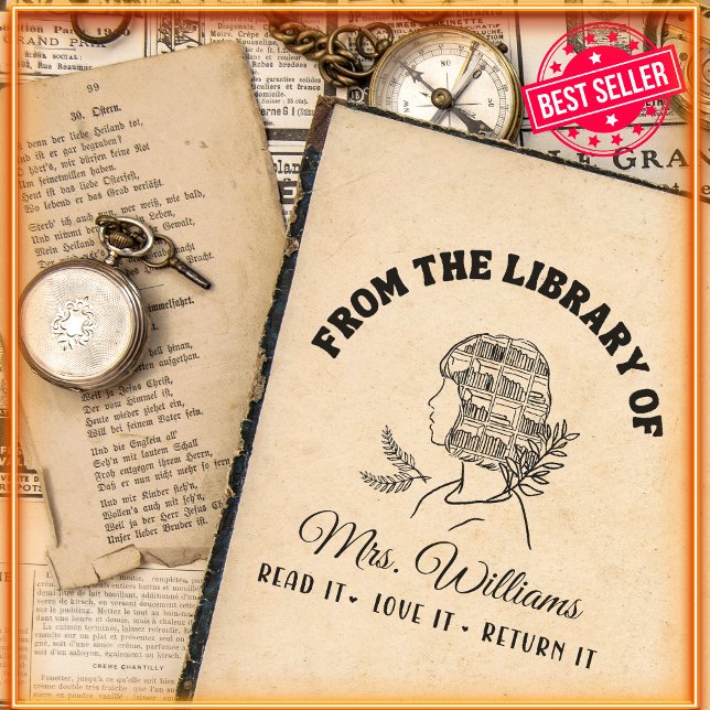 Carimbo Auto Entintado Da Biblioteca De | Livro de Prateleiras (Criador carregado)