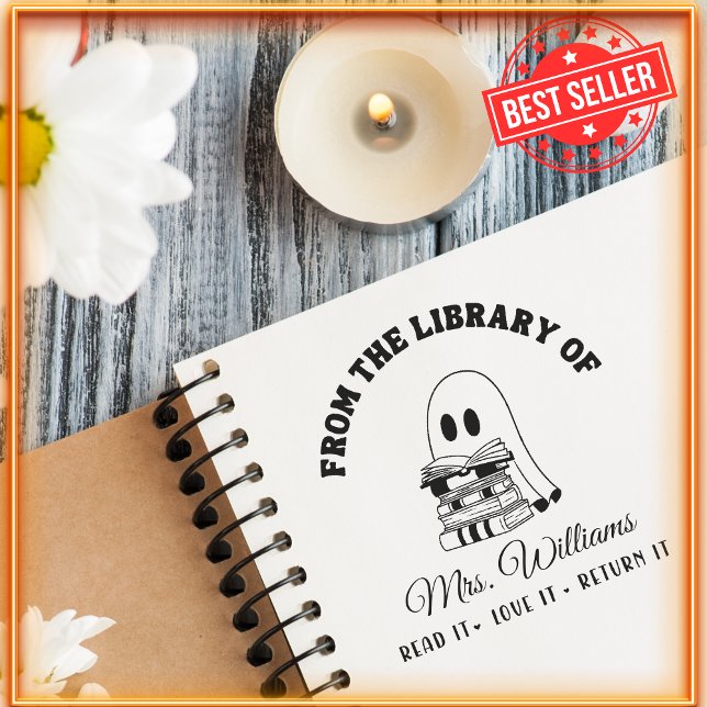 Carimbo Auto Entintado Da Biblioteca De | Livro de Professora Fantasma Fo (Criador carregado)