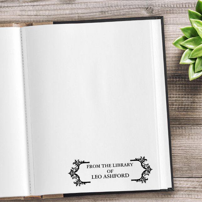 Carimbo Auto Entintado Da Biblioteca De Nome Personalizado Gótico Ornamen (Elegant Border From The Library Of Leo Ashford)