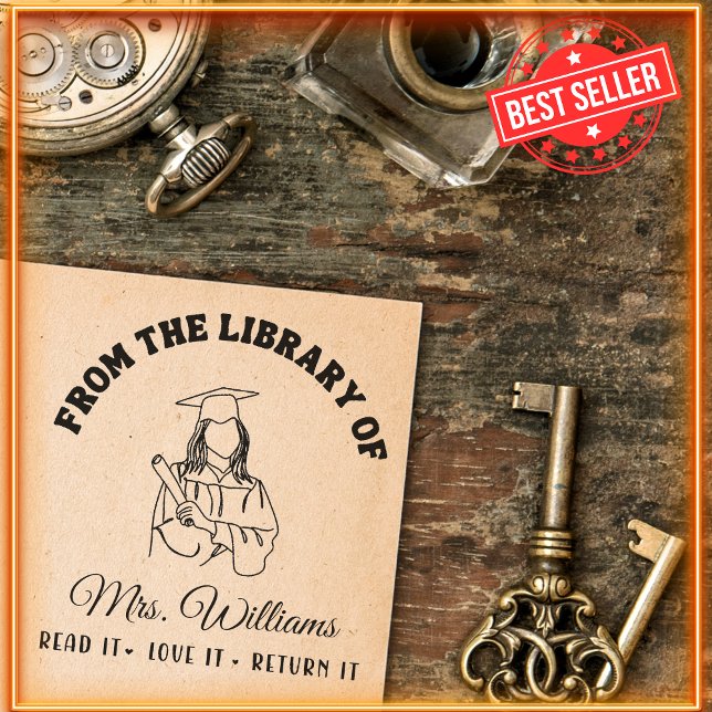 Carimbo Auto Entintado Da Biblioteca De | Professora De Livros De Graduaç (Criador carregado)