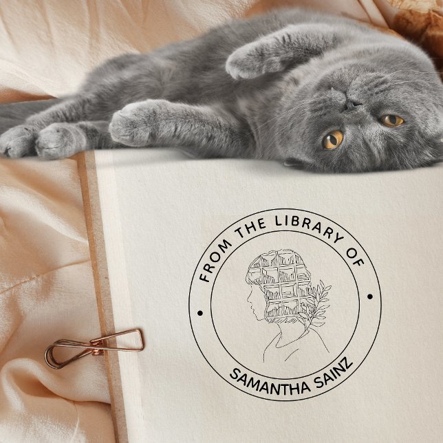 Carimbo Auto Entintado Da Biblioteca do Livro da Rapariga do Livro (Criador carregado)