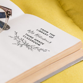 Carimbo Auto Entintado Da Biblioteca do Ramo de Verdura Personalizado